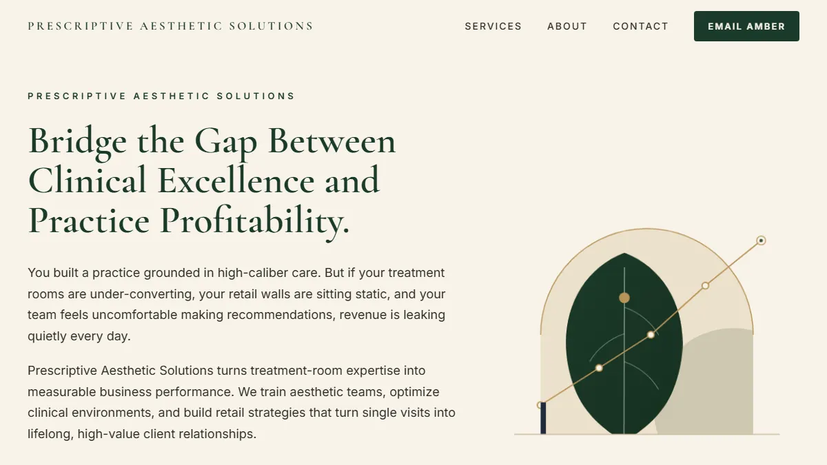 Prescriptive Aesthetic Solutions consulting website homepage